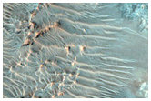 Dark Material in Crater Floor in Plains South of Syrtis Major
