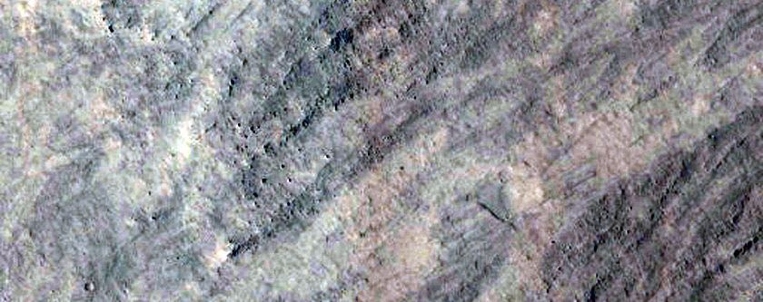 Distal End of Lobe on Floor of Unnamed Crater in Northern Terra Sabaea
