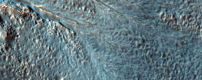 Gully Aprons in Crater in Noachis Terra
