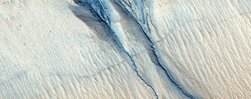 Gully on Northeast Crater Wall with Possible Recent Activity
