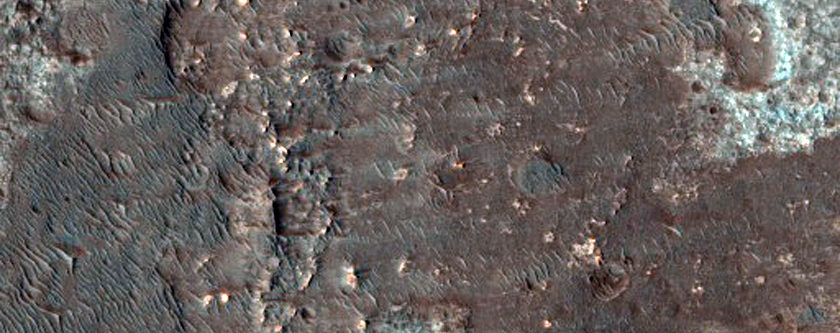 Valleys with Layered Sediments along Uplands at Ladon Valles Basin