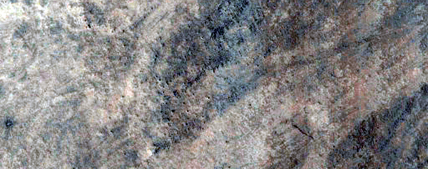 Distal End of Lobe on Floor of Unnamed Crater in Northern Terra Sabaea