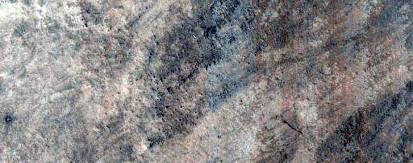 Distal End of Lobe on Floor of Unnamed Crater in Northern Terra Sabaea