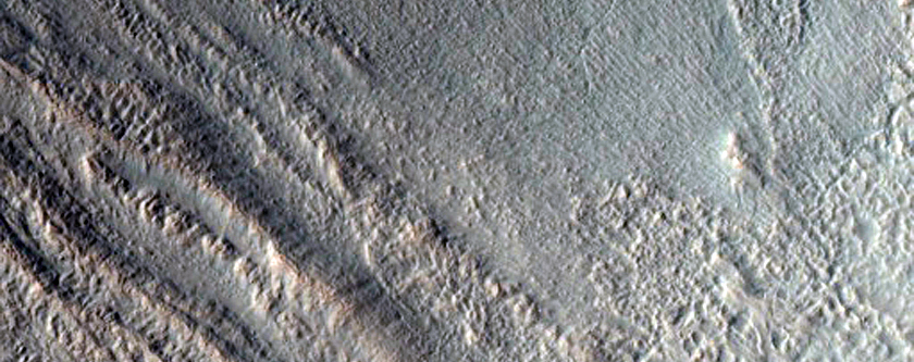 Gullied Walls of Fresh Impact Crater in Southern Highlands