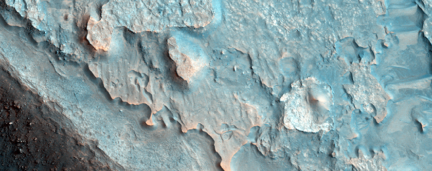 Layered Bedrock on Floor of Crater in Margaritifer Terra