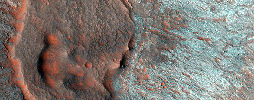 Crater on Floor of Tithoniuma Chasma