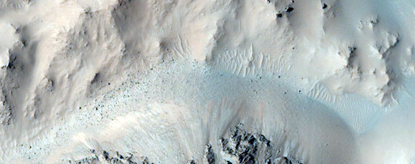 Gullies on Hills in Center of Hale Crater