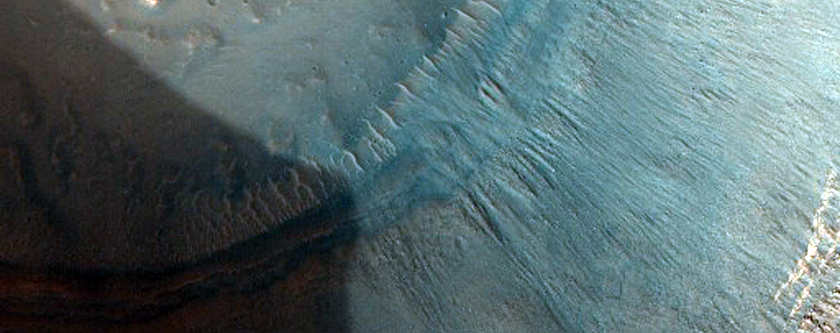 Crater Wall and Floor Features in CTX Image