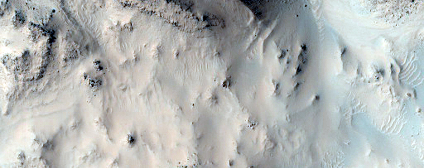 Gullies on Hills in Center of Hale Crater