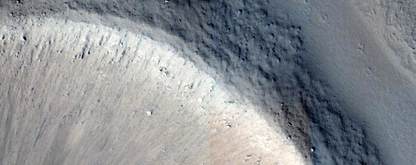 Crater in Eastern Elysium Planitia Surrounded by Inflated Lava