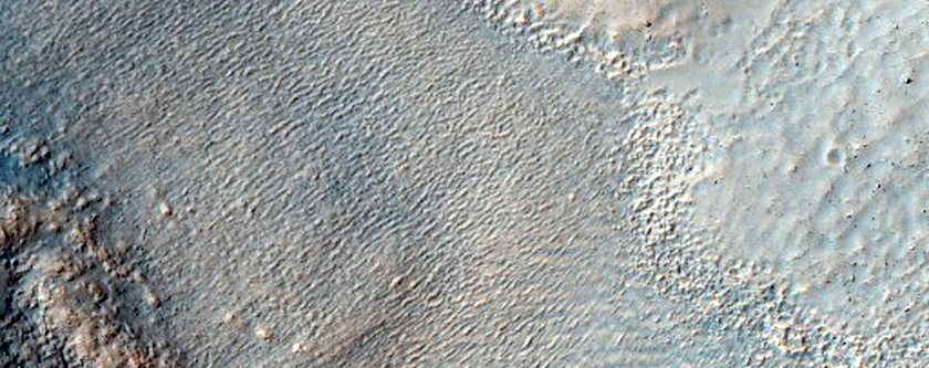 Tongue-Shaped Feature in Southern Mid-Latitude Crater
