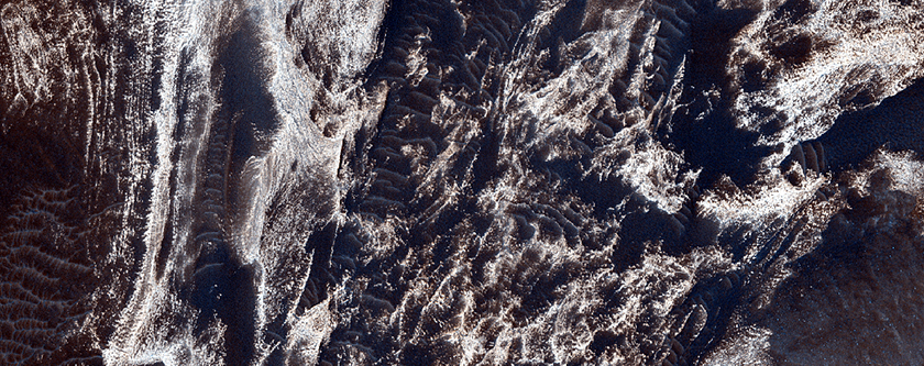 Light-Toned Blocks in or on Melas Chasma Landslide Deposit