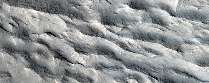 Fan and Sinuous Ridge in Trough in Aeolis Region