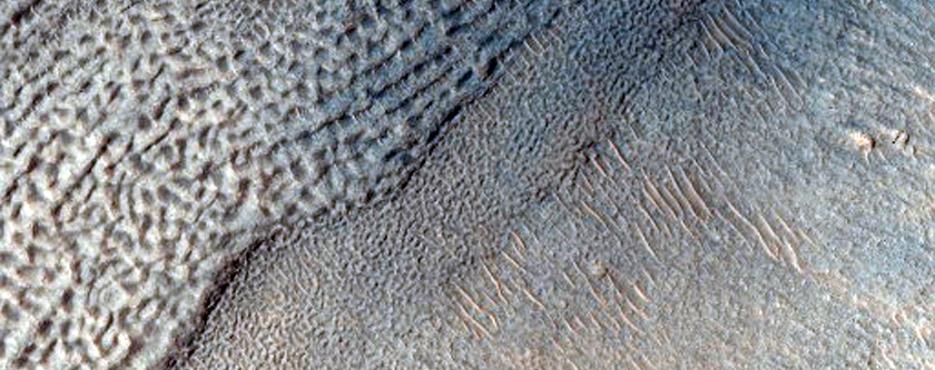 Slope Features in North Facing Crater Wall