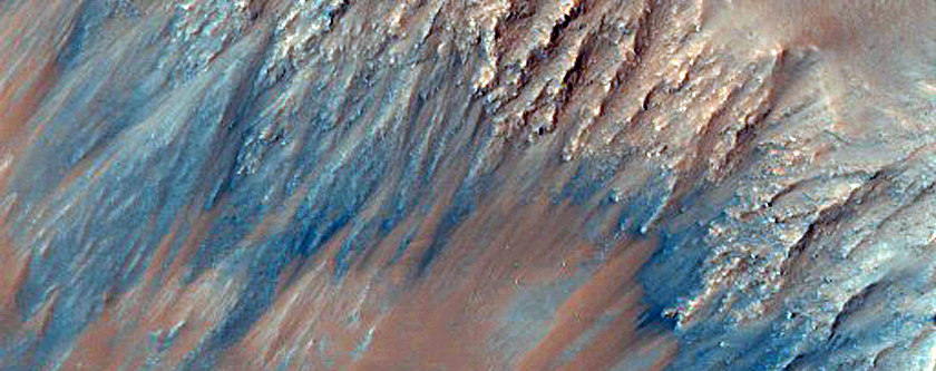 Slopes South of Large Crater in Coprates Chasma