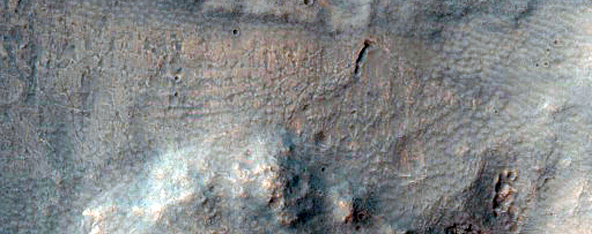 Crater with Gullies and Wall Rock