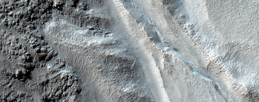 Gullies and Lobes in Crater in Terra Sirenum