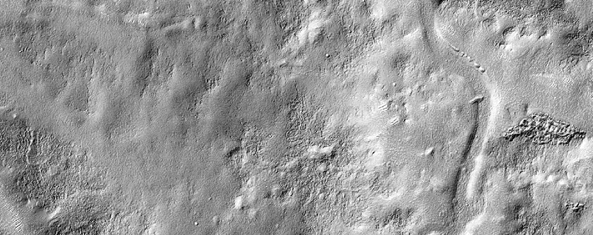 Valley on Crater Floor Transition to Inverted Channel