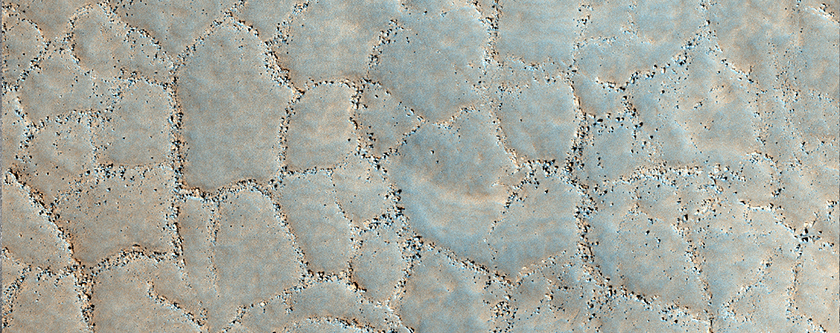 Polygone im Auswurf (Ejekta) des Lyot Kraters