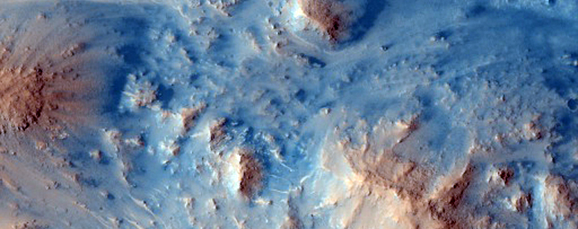 Dark Central Uplift in Crater in Cerberus Palus