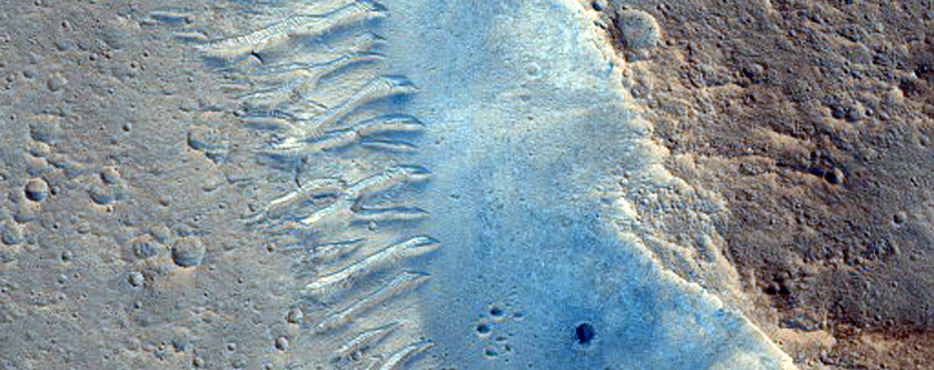 Acidalia Region Crater Fluidized Ejecta Blanket