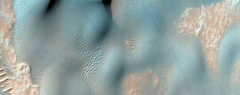 Channels and Central Pit of Terra Cimmeria Crater