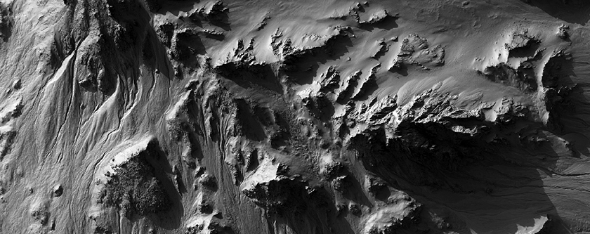Gullies in Central Peak of Hale Crater
