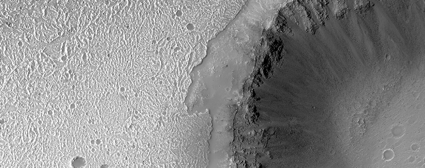 Lava-Embayed Crater in Kasei Valles