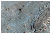 Lagen in een krater nabij de westelijke rand van de Gale krater
