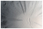 Well-Preserved 1-Kilometer Impact Crater and Wind Streak in Amazonis Planitia