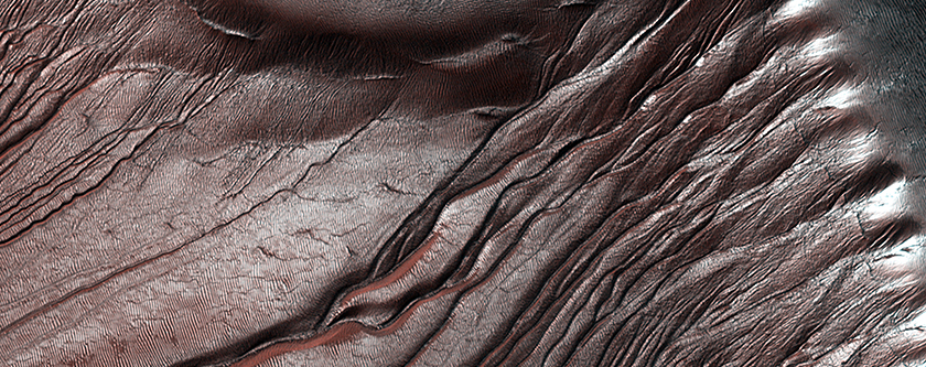 Acumulación de escarcha en las dunas del Cráter Russell