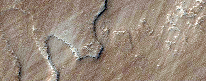 Flow Boundary in Tharsis Region East of Pavonis Mons