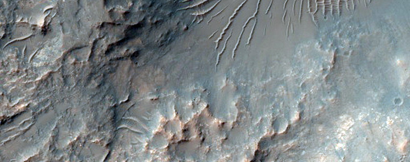 Layers in Crater Deposit in Terra Sabaea