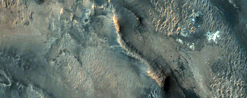 Dunes and Bedrock on Crater Floor