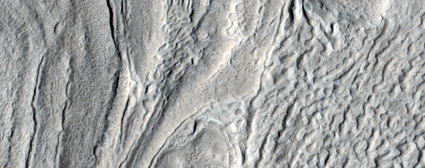 Lineated Valley Floor Material in Terrain North of Arabia Region