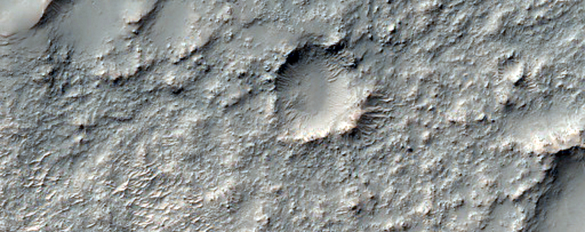 Crater with Inlet and Outlet Channels in Noachis Terra