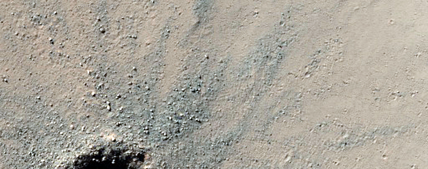 Small Crater with Blocky Ejecta in CTX Image