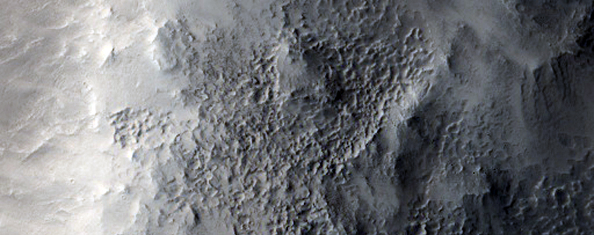 Valley Entering Crater in Northwest Arabia Terra