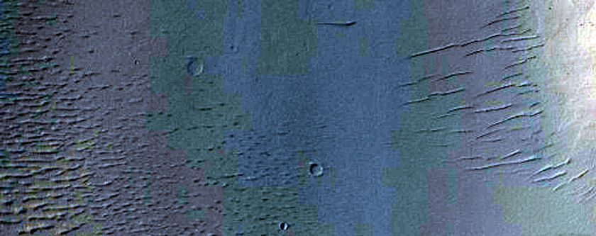 Exposed Bedrock in Northern Mid-Latitude Crater Central Mound