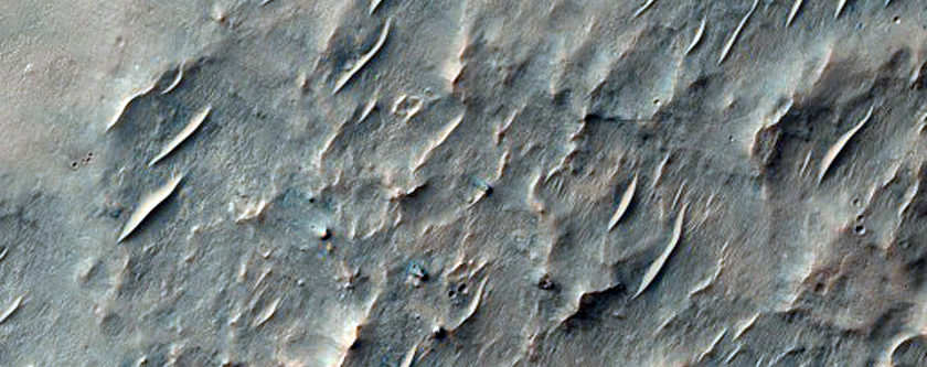 Ridged Bedrock in Center of Crater in Terra Sabaea