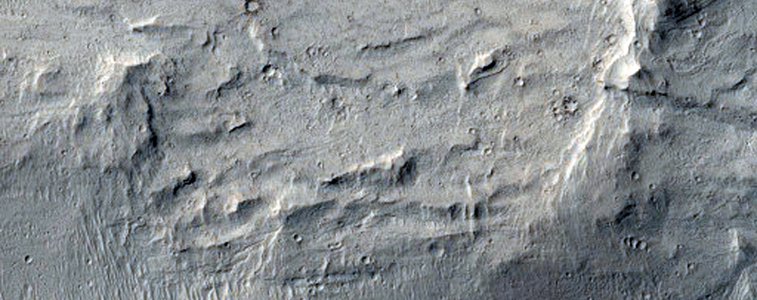Sinuous Ridge on Crater Wall in Aeolis Region