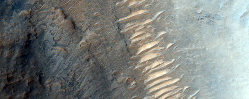 Small Lobe on Crater Floor at Terminus of Valley