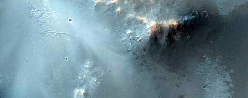 Dunes and Dark Material in Crater in Mariner 9 DAS 9449589