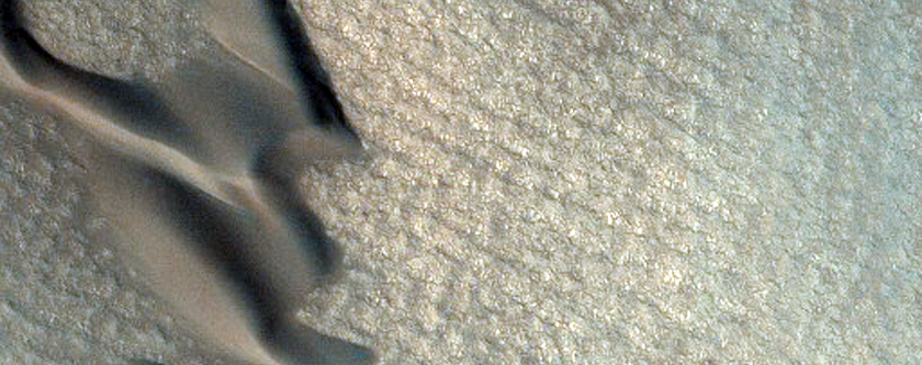 Polar Dunes and Grooved Terrain Changes