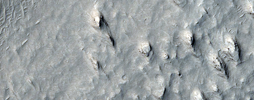 Inverted Channel Deep within Crater in Aeolis Dorsa