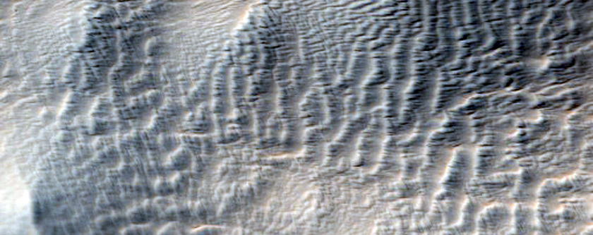 Rugged Terrain in Arsia Mons Fan-Shaped Deposit