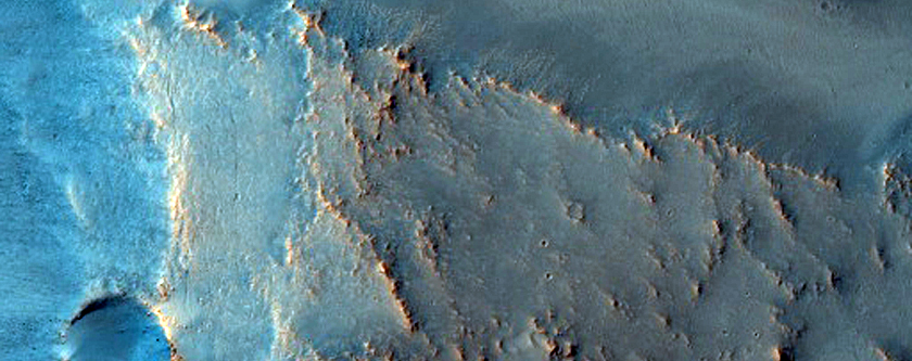Crater Intersecting Channels on Syrtis Major