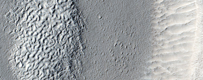 Crater with Interesting Layered Deposit within Crater in North Arabia Terra