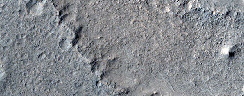 Crater and Associated Depression Near Flow Edge