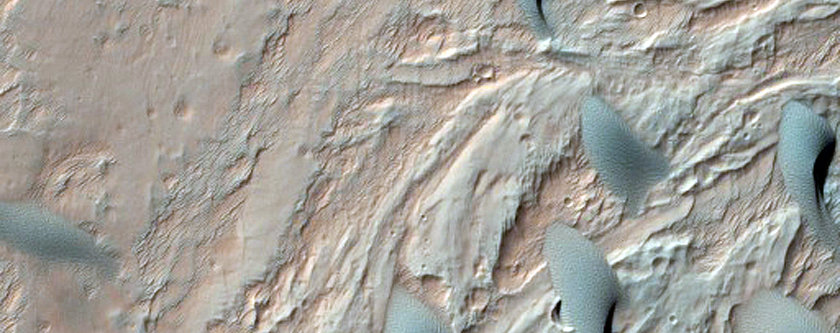 Dunes on Alluvial Fan in Roddy Crater